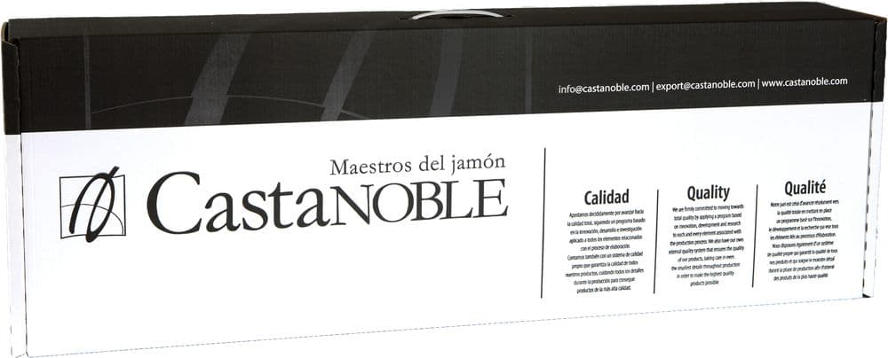 Caja de cartón con asa de Castanoble en la que viaja la pieza entera