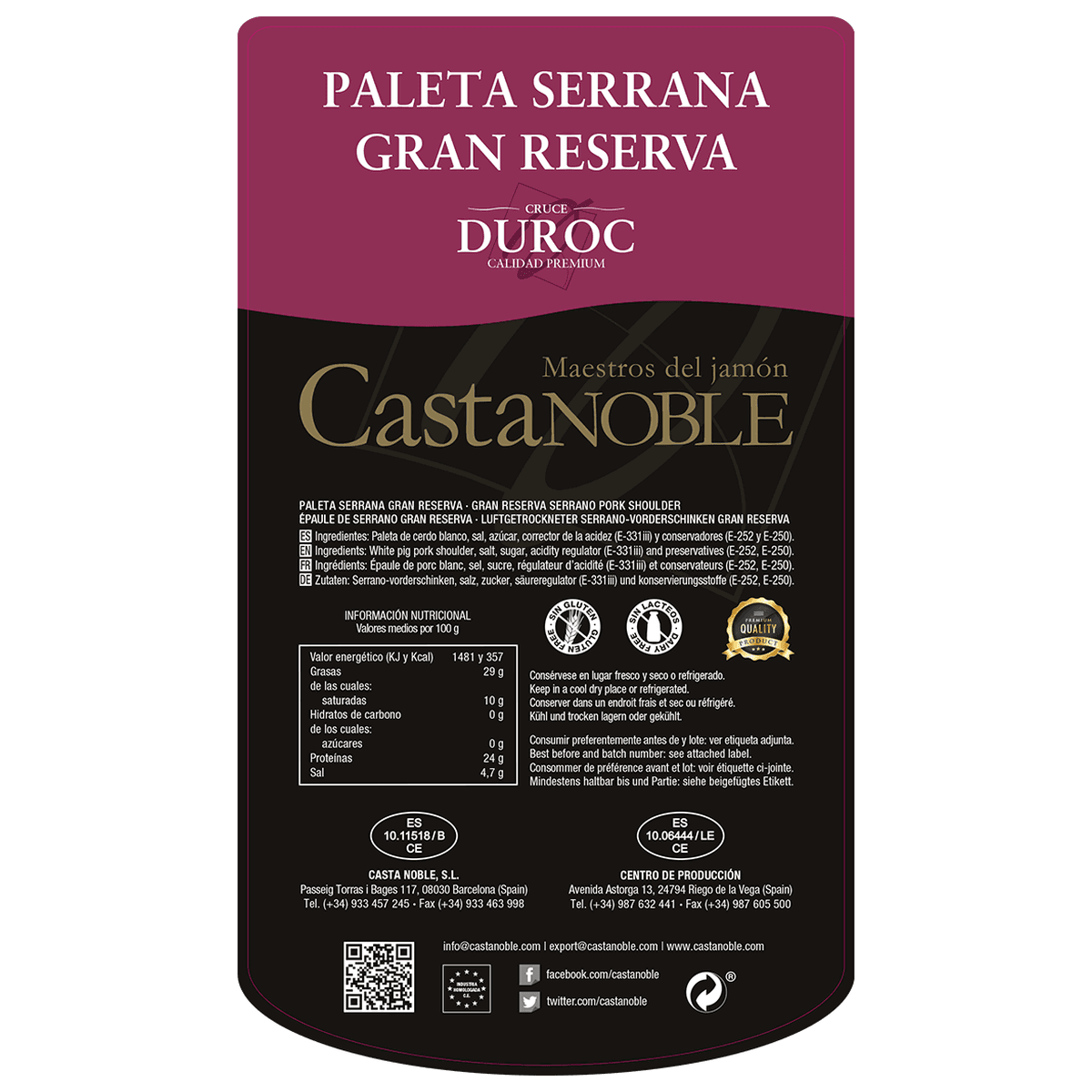 Paleta Serrana Gran Reserva Cruce Duroc Loncheada — imagen 2 de 2