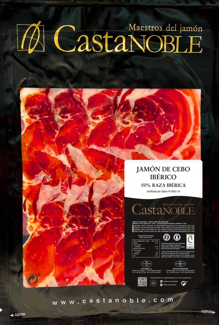 Jamón de Cebo Ibérico 50% Raza Ibérica Loncheado