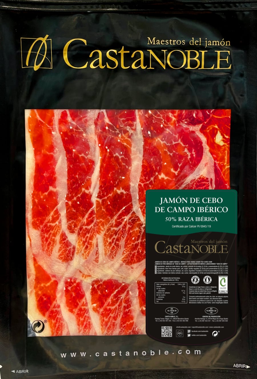 Jamón de Cebo de Campo Ibérico 50 Raza Ibérica Loncheado