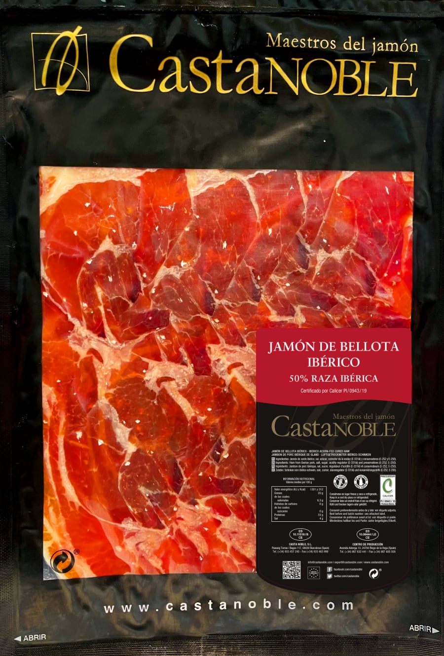 Jamón de Bellota Ibérico 50% Raza Ibérica Loncheado